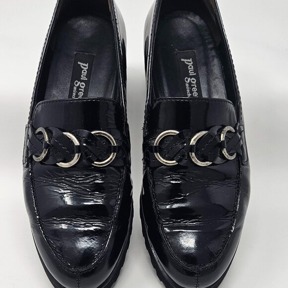 Paul Green Black Patent Lug Sole Leather Loafer, Size 4.5 UK/6.5 US - Picture 2 of 8